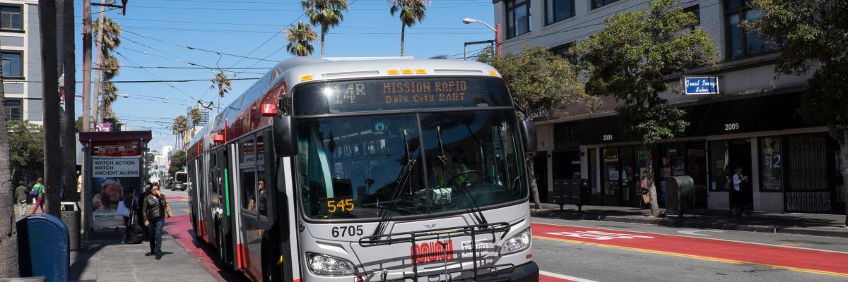 14R rapid bus with red transit only lanes