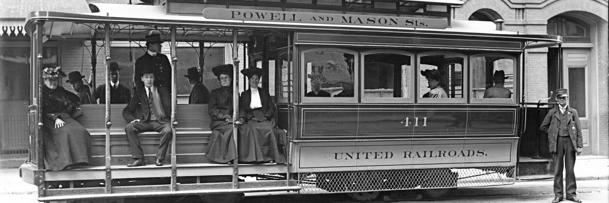 Powell and Mason Line Cable Car 411 with Passengers in April 1905