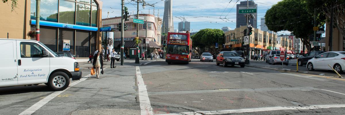 Columbus Ave at Green and Stockton streets