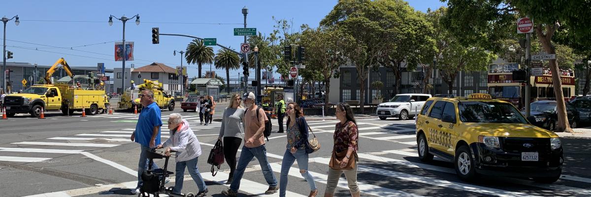 View of Chestnut/Sansome/Embarcadero intersection, facing south