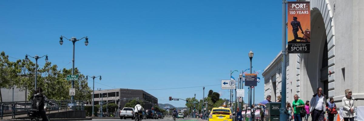 View of The Embarcadero in front of Pier 35, facing north