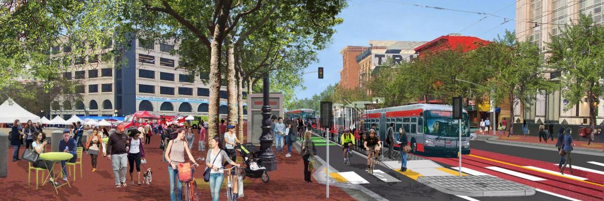 Graphic showing Market Street improvements at Civic Center