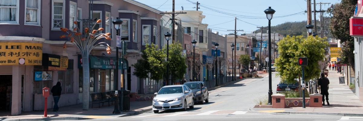 Two cars stopped in Visitacion Valley 