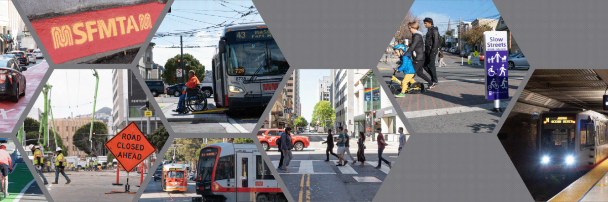 Collage of SFMTA transportation services that interns will be involved in