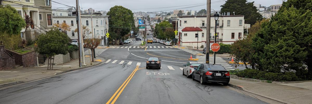 Divisadero looking northbound at the intersection of Castro and Waller streets