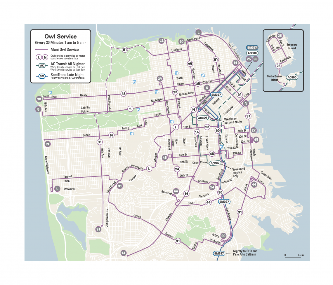 Muni Owl All-Nighter Service Map