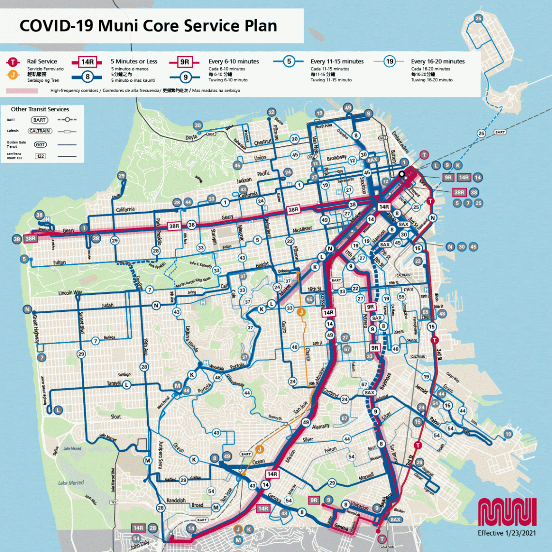 Core Service map effective January 23, 2021