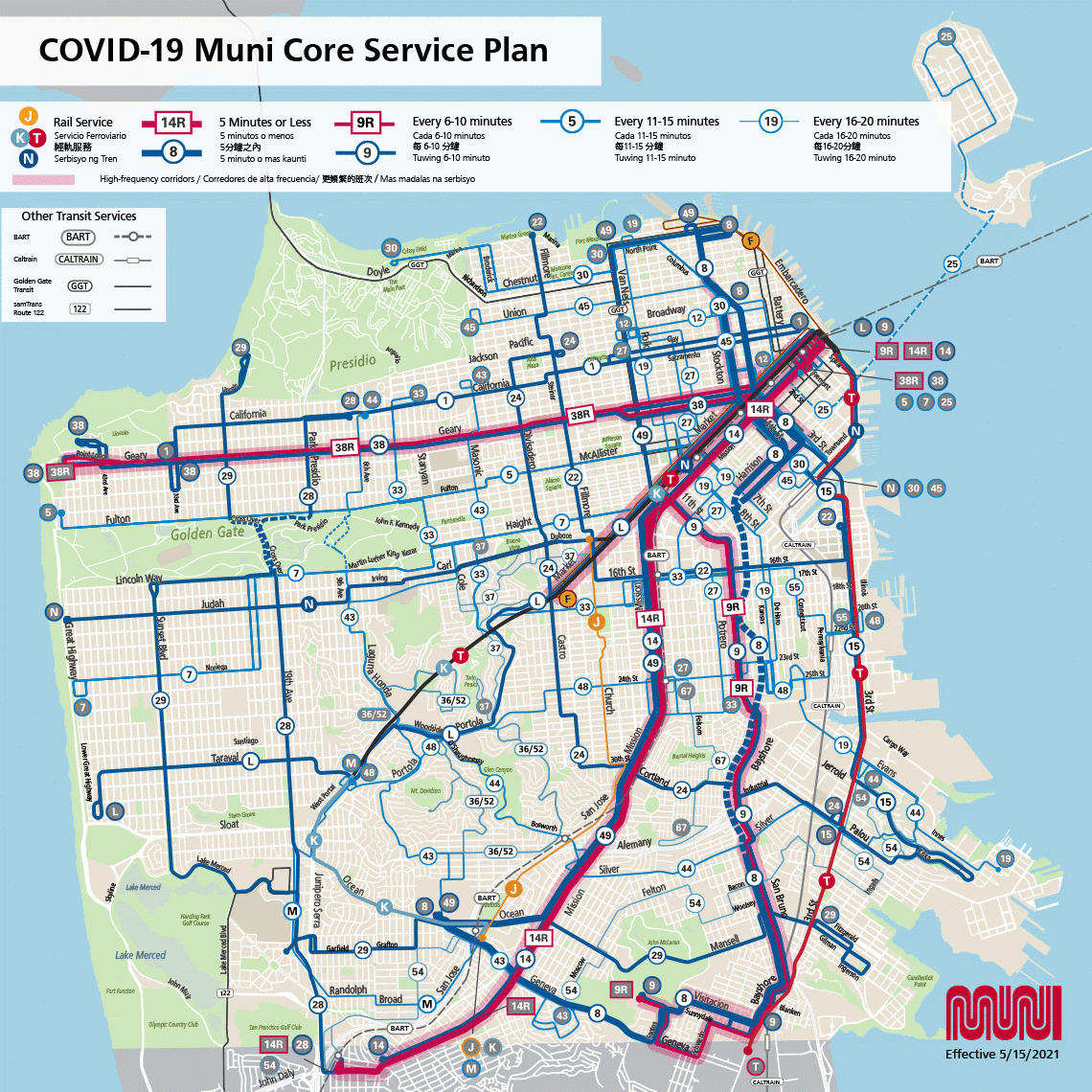 Core Service map effective May 15, 2021