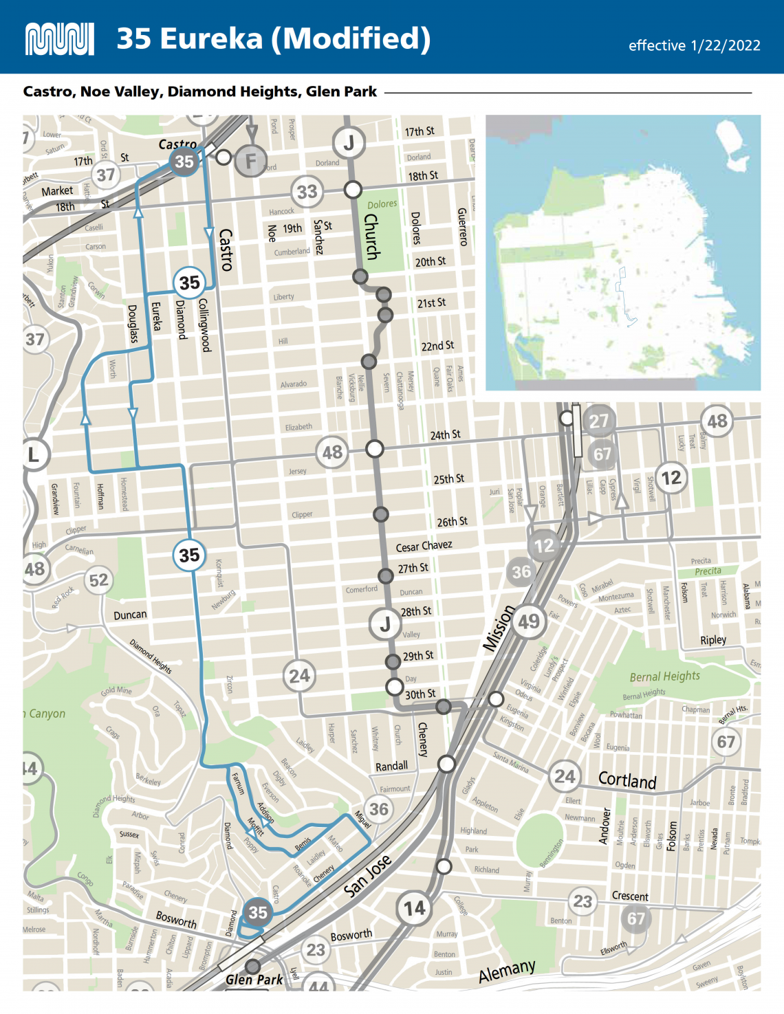Route Map for the 35 Eureka