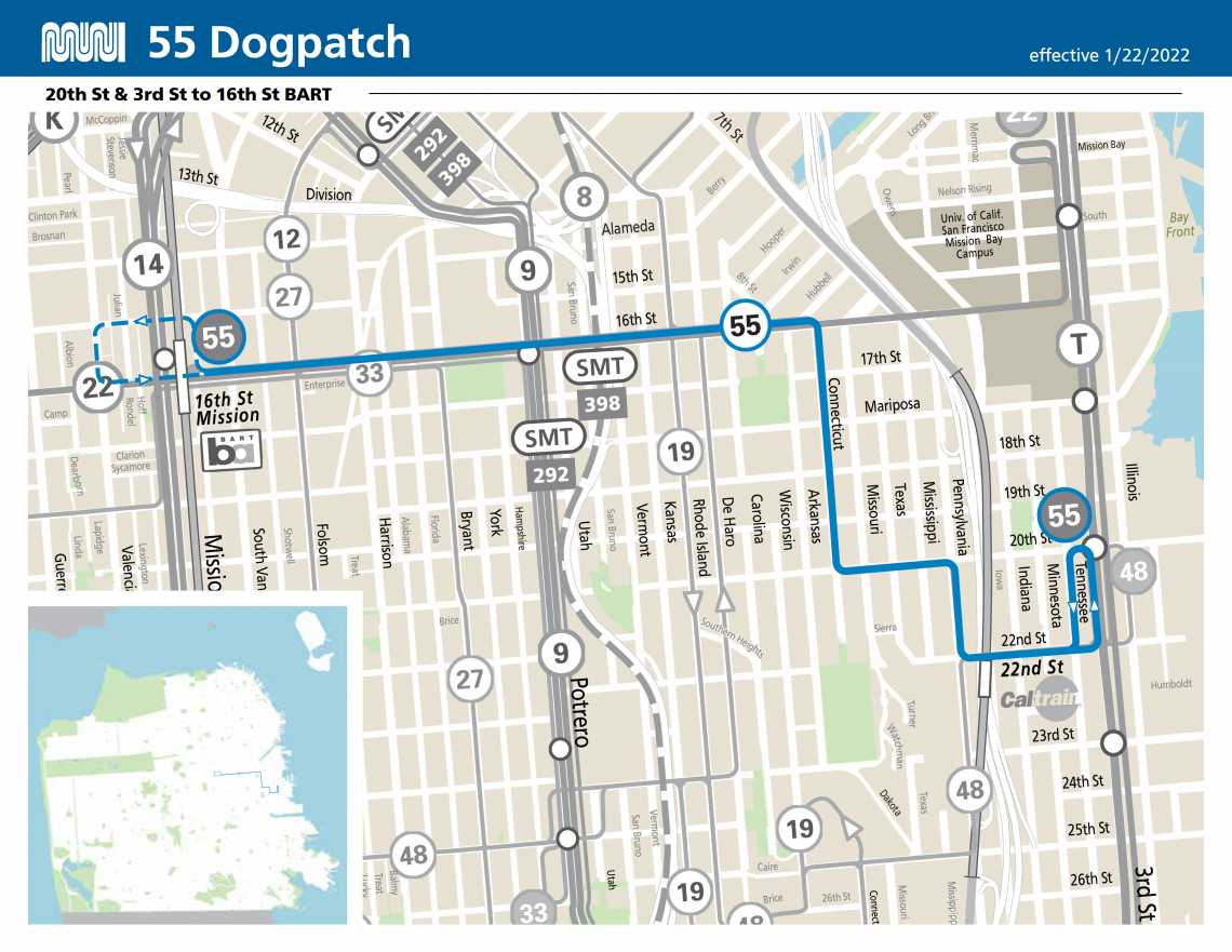 Route Map for 55 Dogpatch