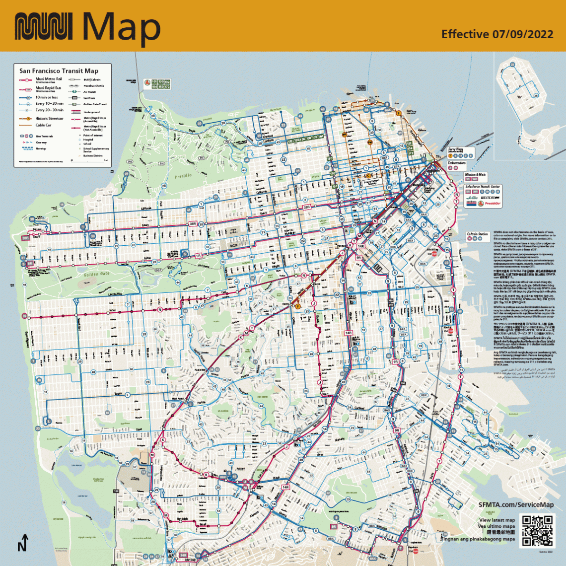 Muni map effective July 9, 2022