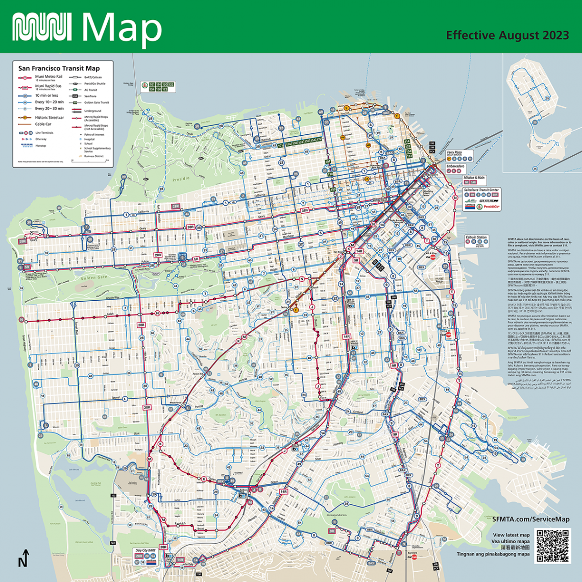 Muni service map effective August 2023