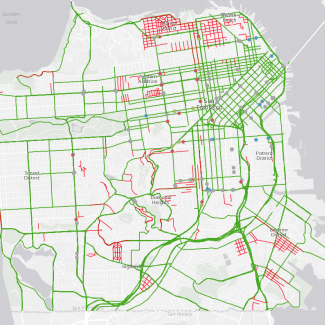 Map of designated shuttle stops and streets