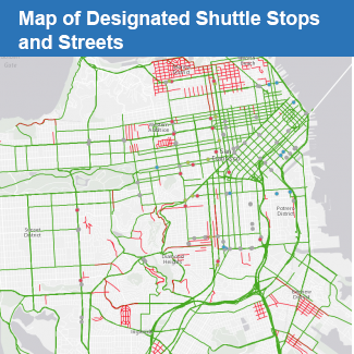 Map of Designated Shuttle Stops and Streets