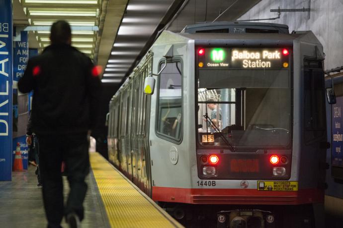 M Ocean View train inside the Muni Metro subway