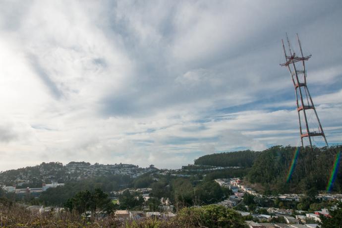 view of western side of twin peaks with sutro tower