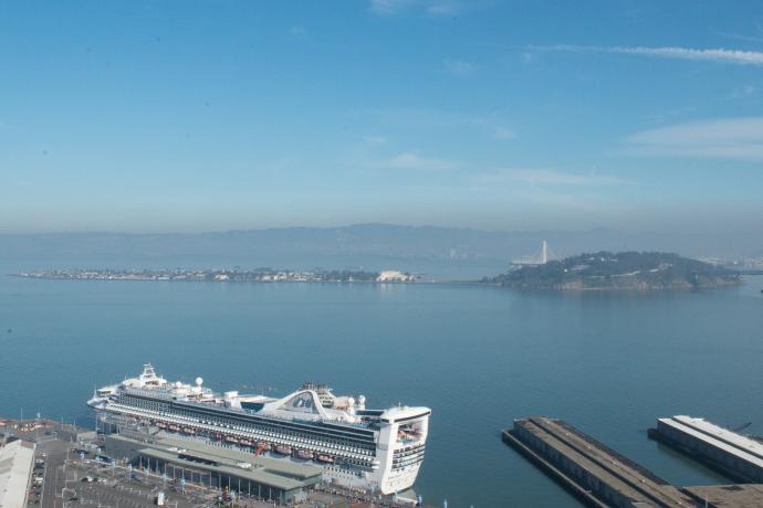 view of treasure and yerba buena islands from coit tower