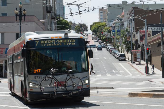 7-Haight bus turning off haight onto market st