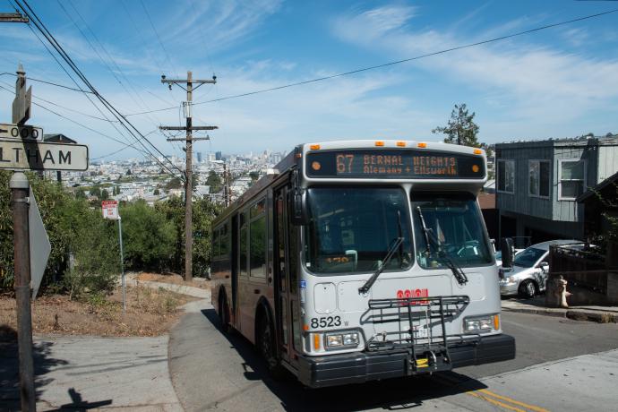 Bernal Heights Bus with Route 67 Head Sign