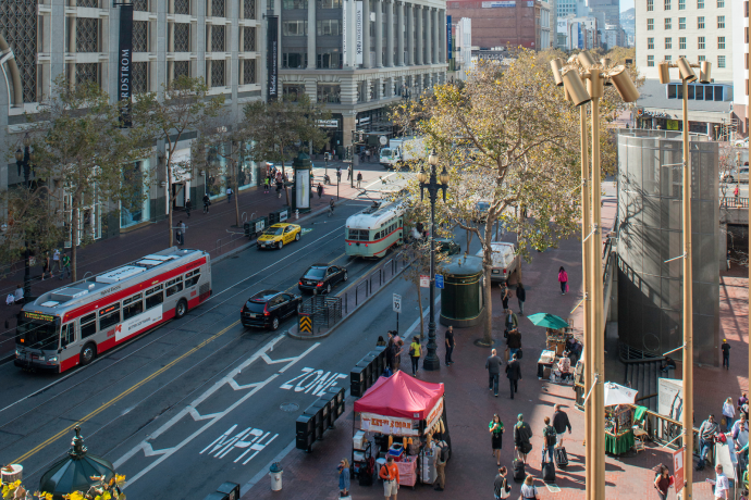 Photo of Market Street from above at Powell Street