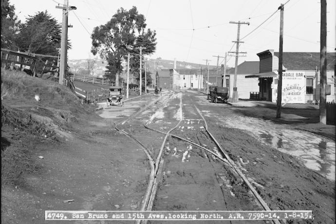 Picture of the Bayshore tracks without a freeway