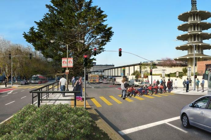 Rendering of proposed improvements at Geary and Buchanan