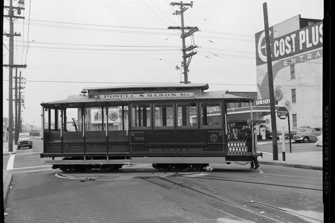 Old photo of cable car line Powell and Mason