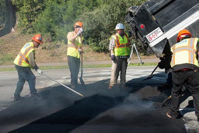 SFMTA crews working on speed humps.