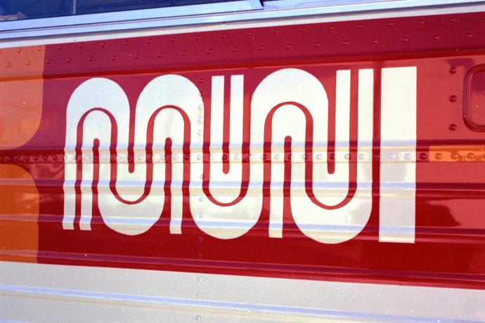 closeup of Muni worm logo