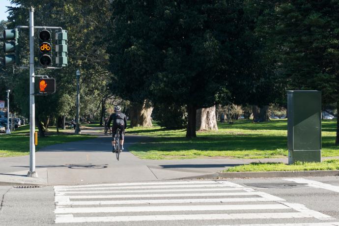 Person biking on the Panhandle