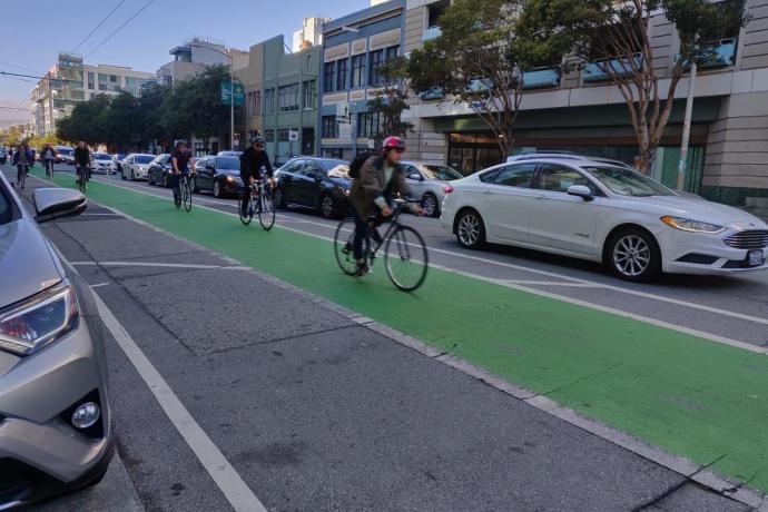 bikers on Folsom Street bike path