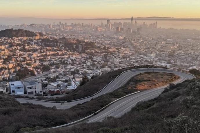 Photo showing the portion of Twin Peaks that will be closed to vehicles