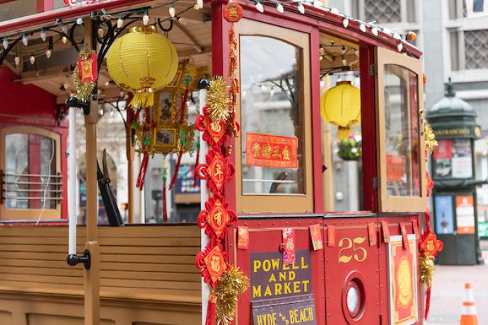 Cable Car decorated for the Lunar New Year