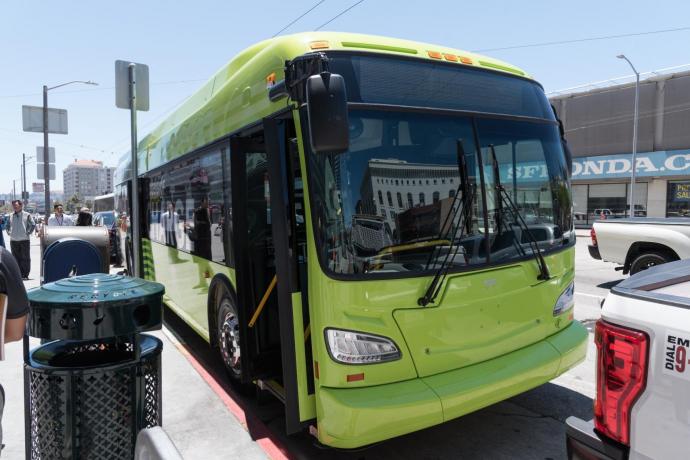 Batter electric bus parked at 1SVN