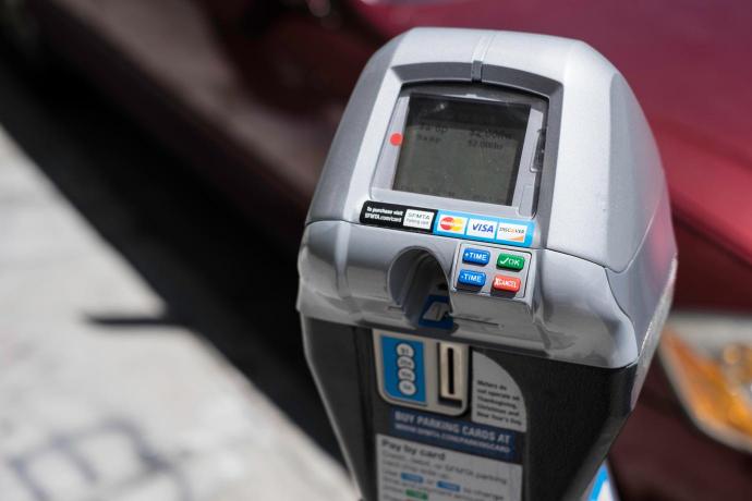 Close-up image of a parking meter.