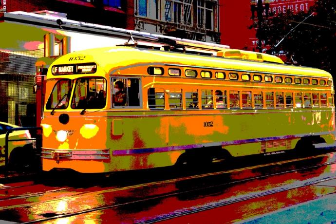 Painting of a PCC streetcar by Richard Louis Perri