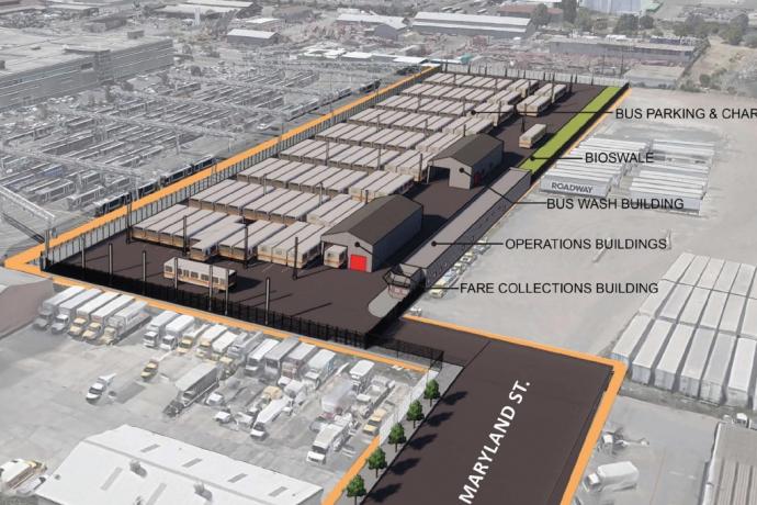 a conceptual rendering of the Muni Metro East Bus Yard