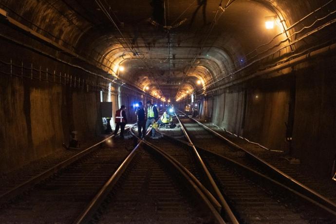 Signal crew doing inspections and making repairs at Twin Peaks Tunnel