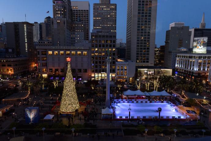 Picture of Christmas Tree and Ice-Skating Rink in Union Square.