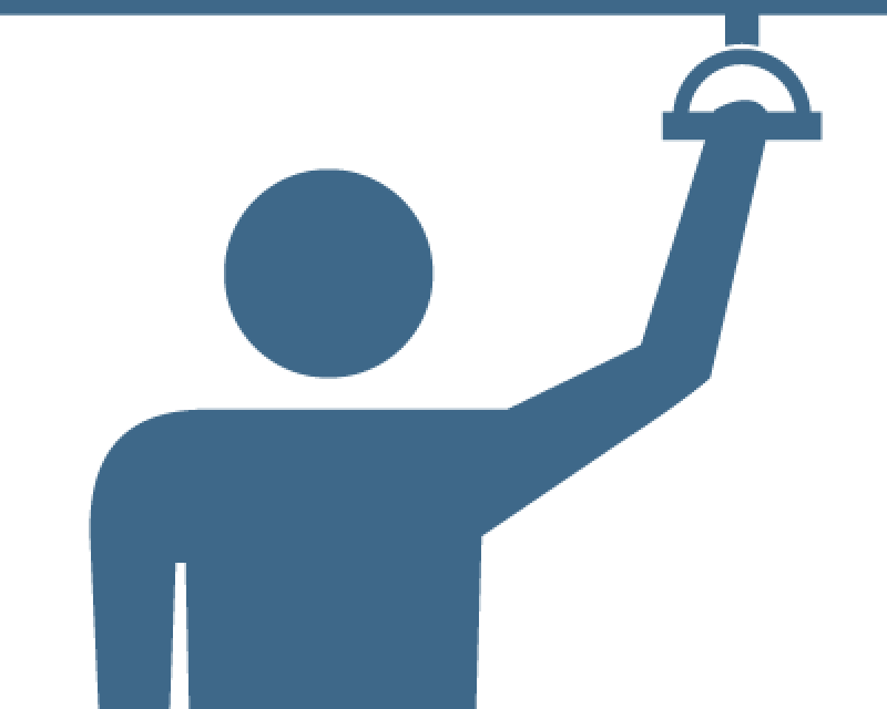icon of person riding Muni while holding on to a strap for balance