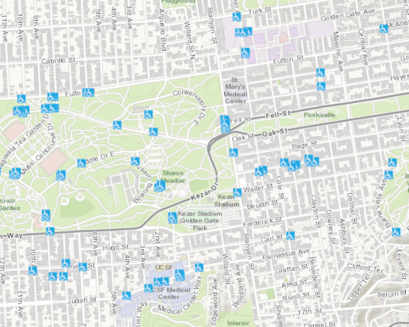 Image of accessible parking locations in San Francisco