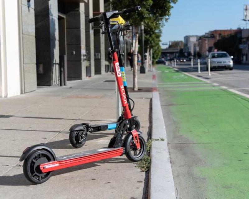 Scooter parked on curb