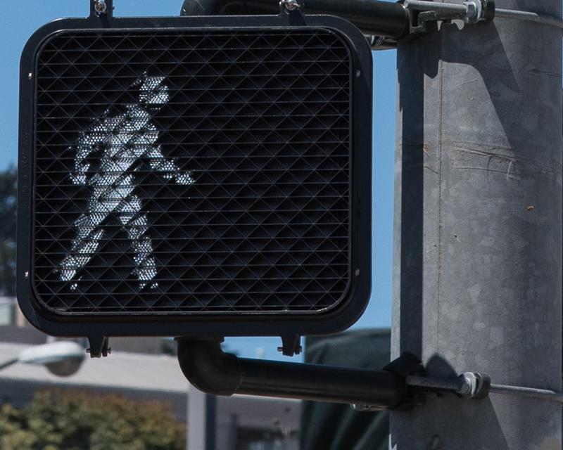Closeup view of a crosswalk signal