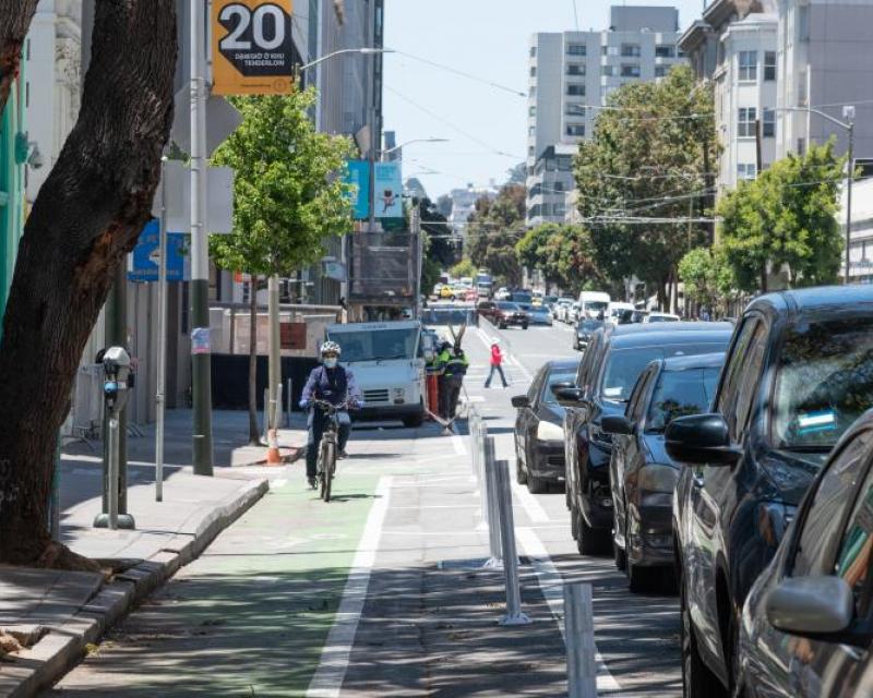 Golden Gate Avenue Quick-Build Project: protected bikeway