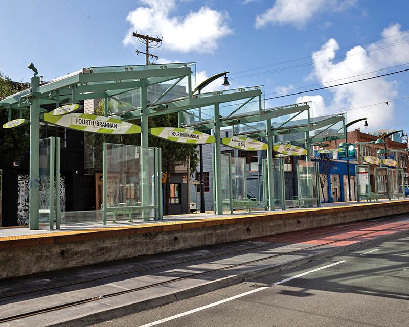 4th & Brannan Station platform with train tracks in the foreground