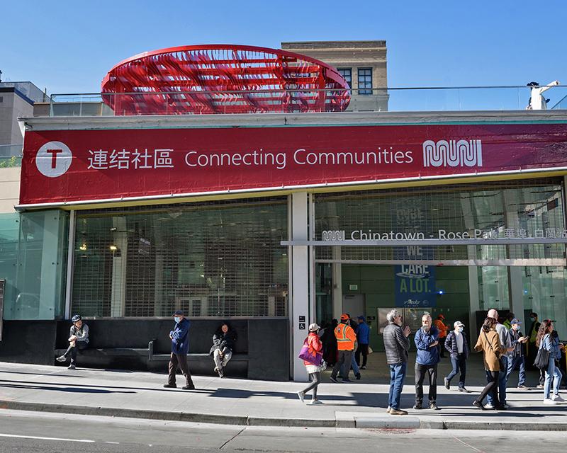 Outside of Chinatown - Rose Pak Station with crowds 