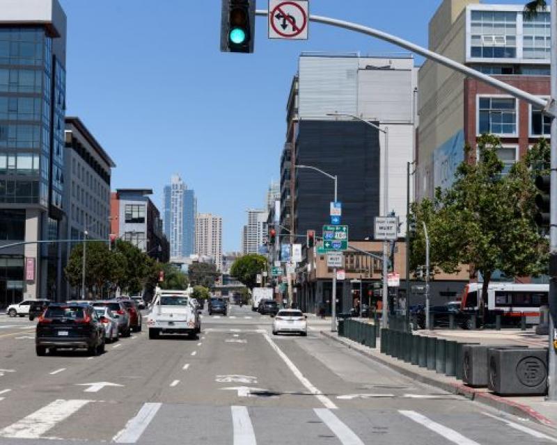 3rd Street at King looking north Oracle Park to the left 