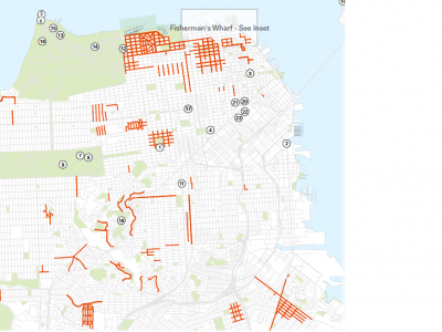 Image of citywide tour bus loading and parking map