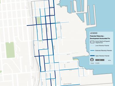 Future ridership potential in study area including planned development