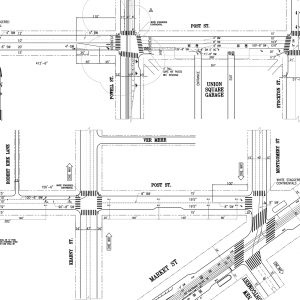 Portion of technical drawing illustrating the concept of striping drawings